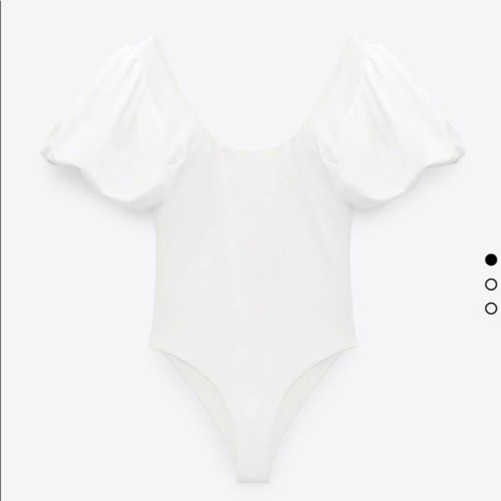 Zara White Balloon Sleeve Swim - Small NWT